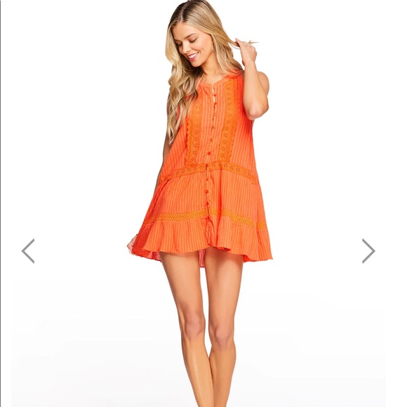 Jessica Simpson Button Front Swing Dress Mandarin Cover Up mandarin - Picture 1 of 7